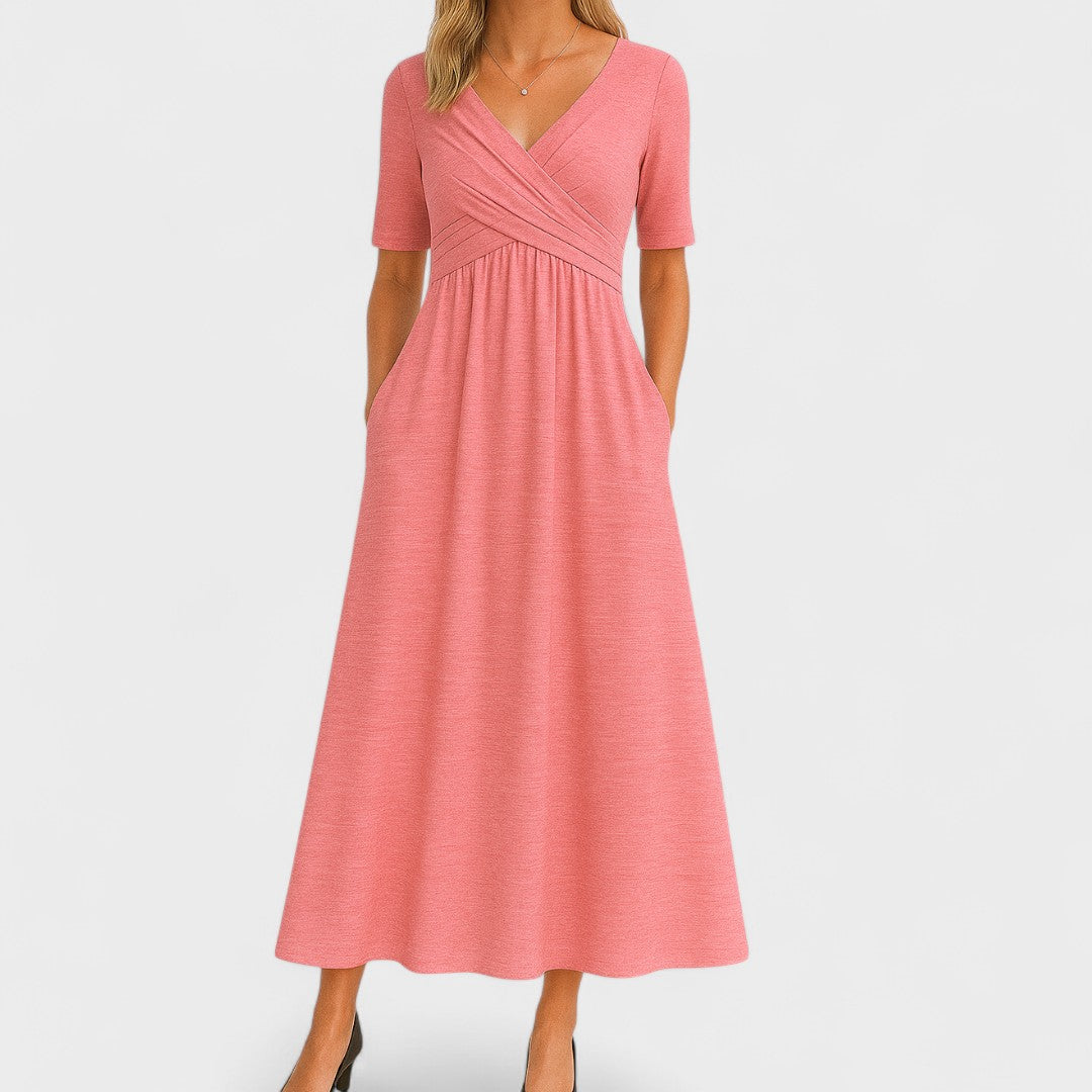 Casual yet elegant A-line midi dress for women, a must-have for summer wardrobes.