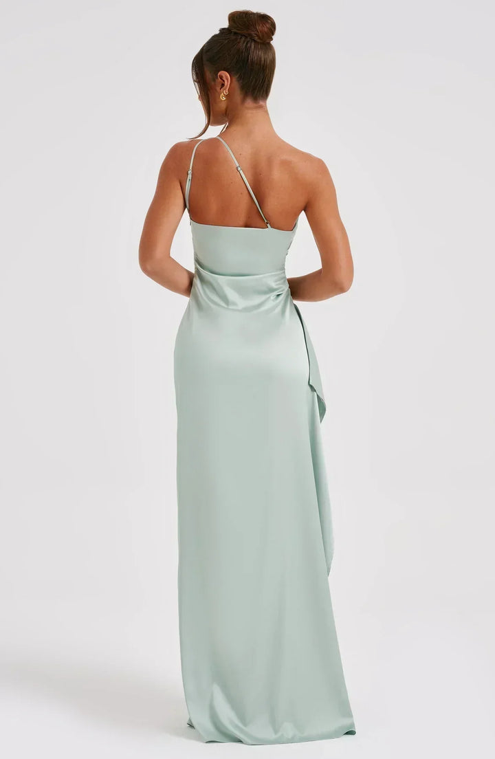 Beautiful women's elegant asymmetric maxi dress, ideal for weddings or galas, summer style