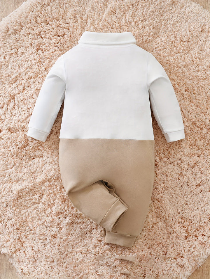 Chic Oliver Gentleman Romper for baby boys, featuring a stylish bow tie. Perfect infant formal wear & fashion.