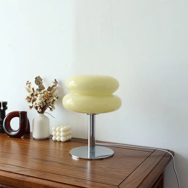 Dimmable LED Bauhaus style table lamp. Wireless decorative light, perfect for modern ambient lighting.