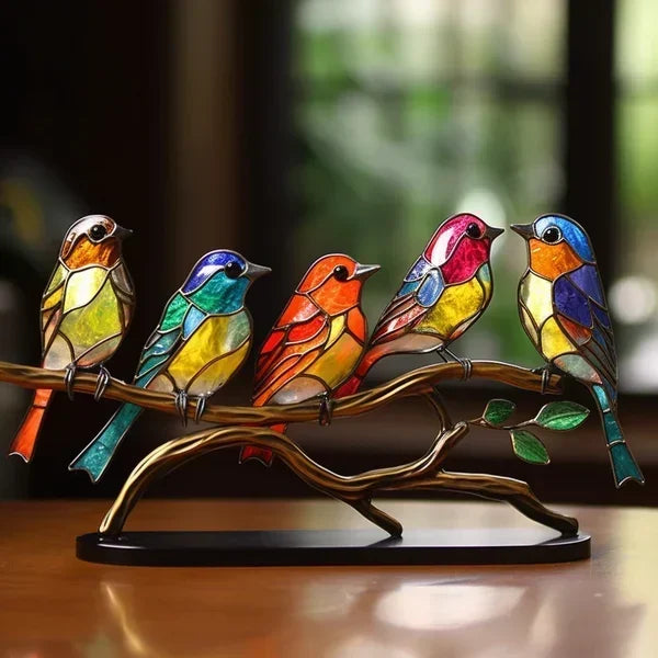 Elegant glass bird sculpture, modern artistic design, perfect tabletop decor accent.