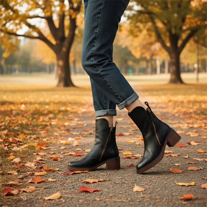 Stylish women's black ankle boots, offering both elegance and comfort, a perfect versatile boot.
