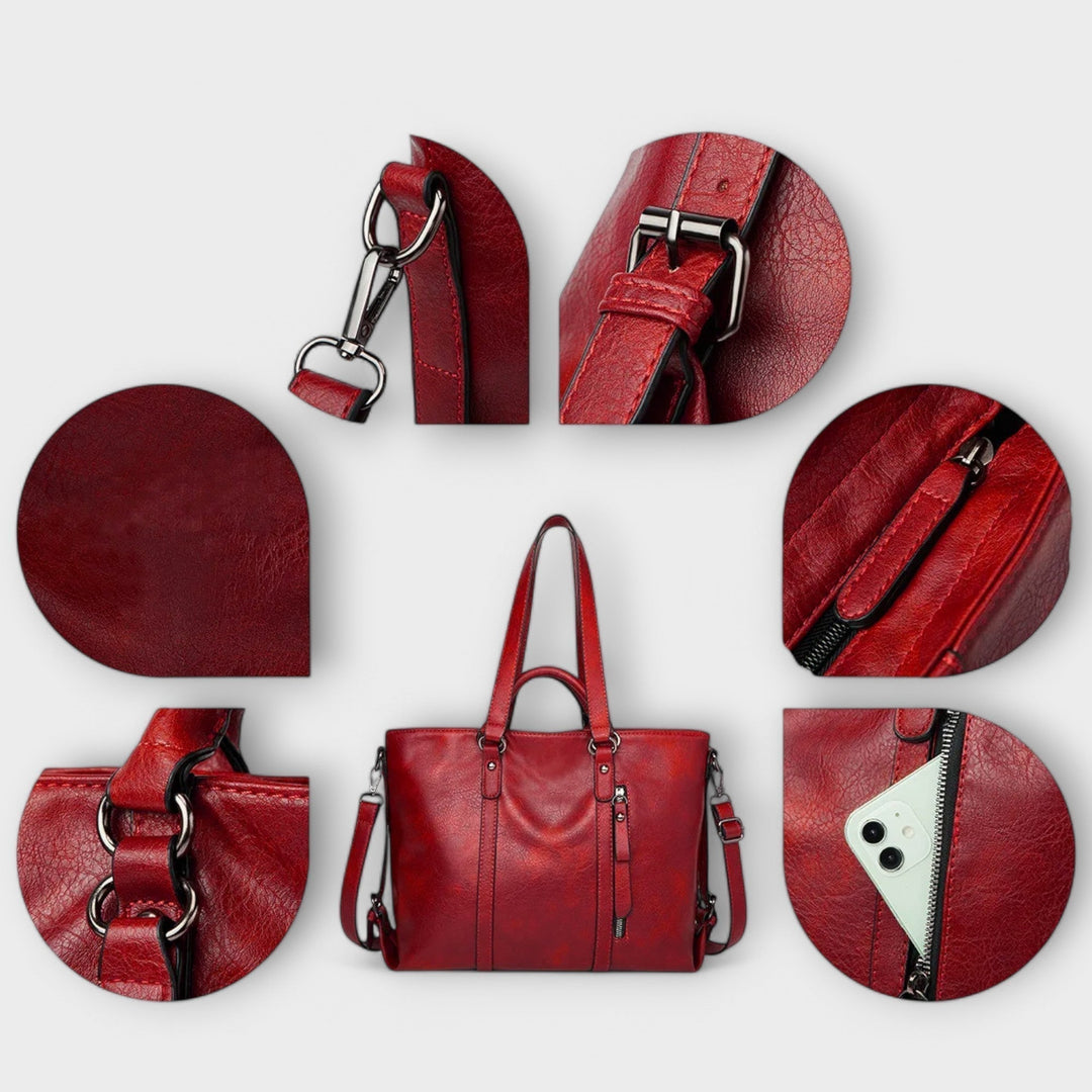 Faux leather structured handbag for women, featuring a chic design ideal for daily wear.