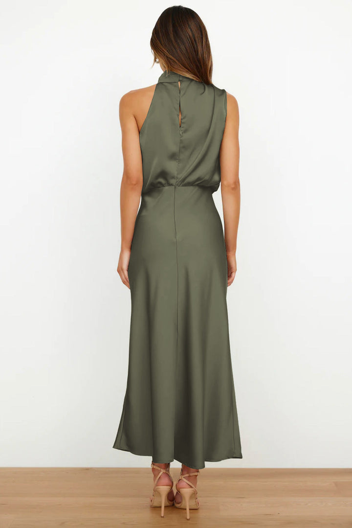 Stunning women's long halter dress, versatile for cocktail parties and evening galas
