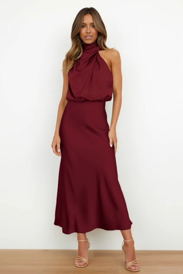 Gorgeous women's halter top long dress, suitable for evening, party, and cocktail wear