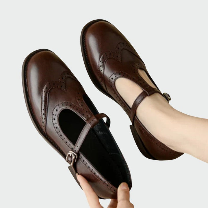 Versatile black leather T-bar Mary Jane shoes, perfect classic style footwear for women