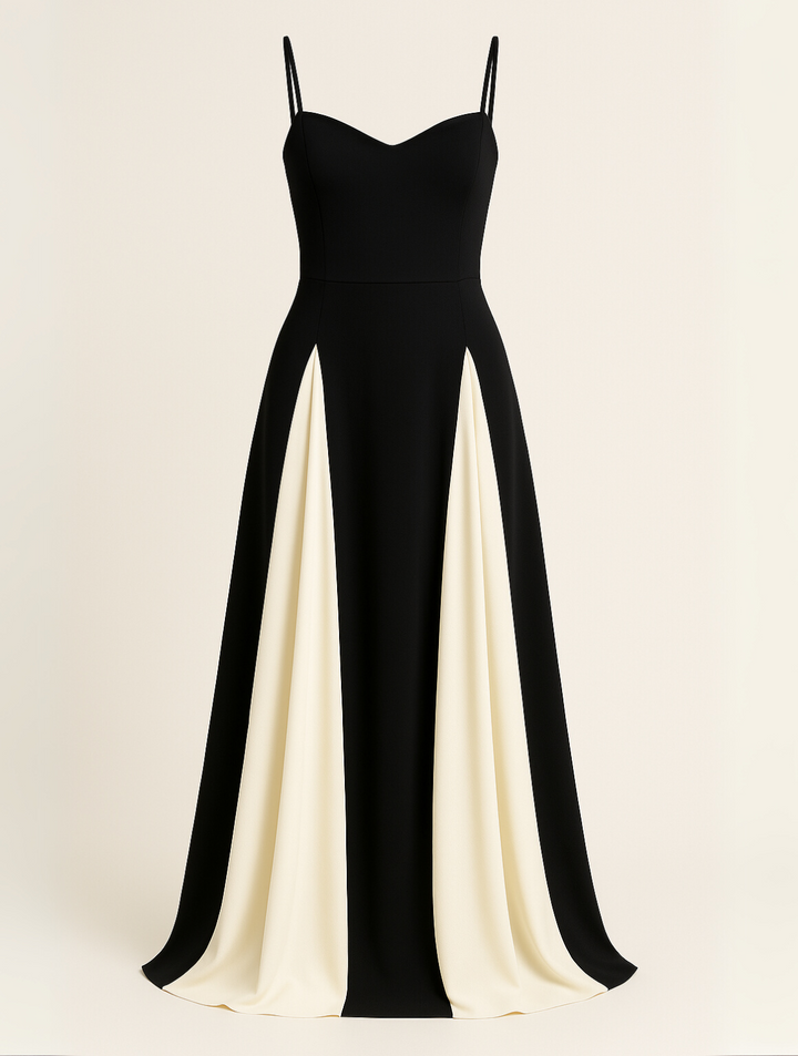 Graceful black maxi dress designed for women, offering a formal and elegant look for wedding guests.