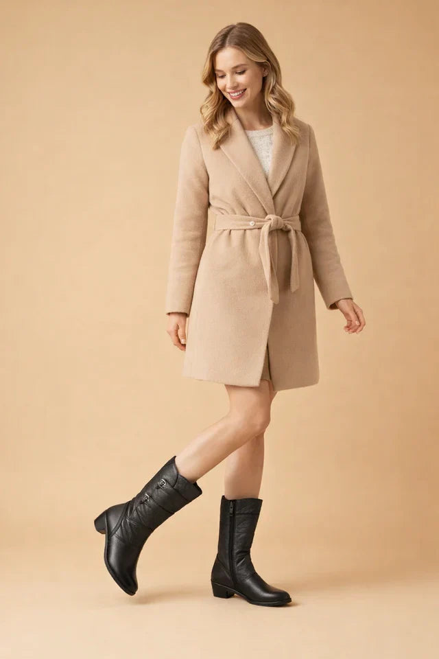 Stylish & functional women's mid-calf winter boots, anti-slip sole for comfort in cold weather. Elegant design.