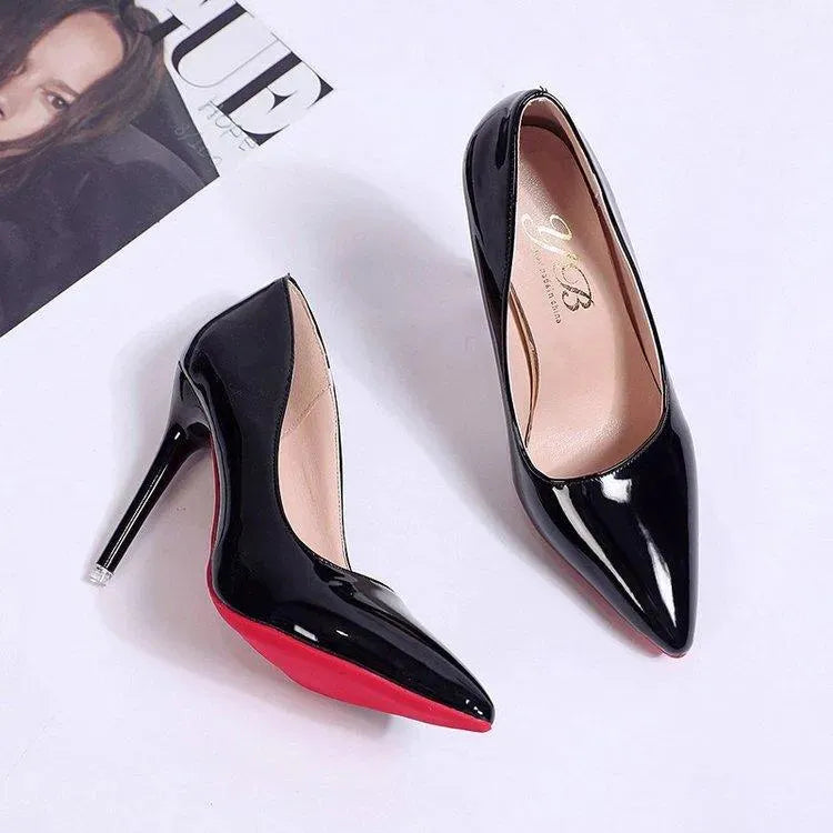 Classic nude stiletto pumps with high heel, low cut & round toe, essential women's fashion footwear.