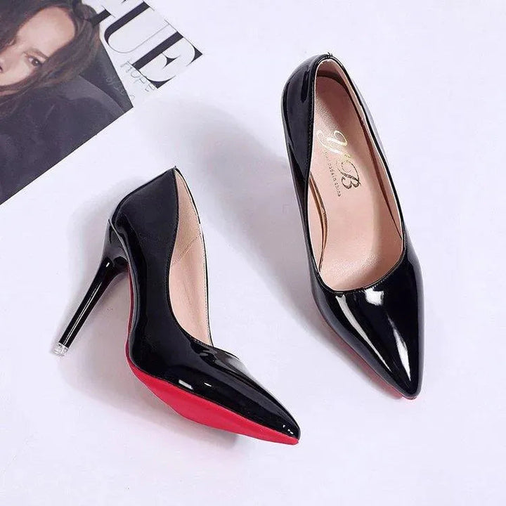 Classic nude stiletto pumps with high heel, low cut & round toe, essential women's fashion footwear.