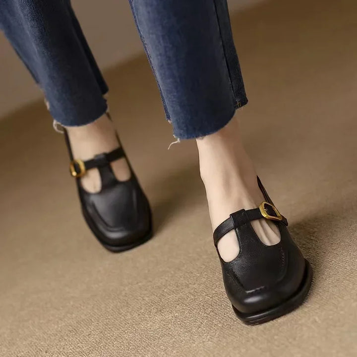 Elegant women's T-strap block heel shoes, a perfect blend of classic style and modern comfort