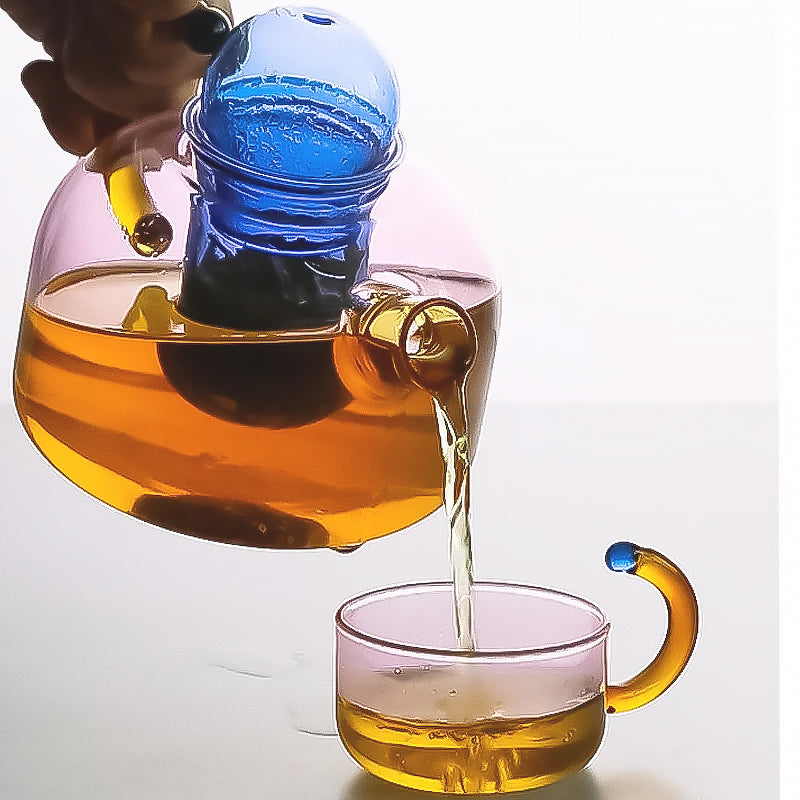 Beautiful borosilicate glass tea set, a perfect gift for tea lovers & glassware collectors.