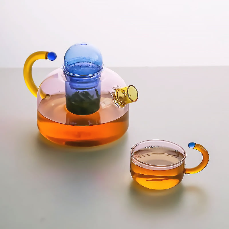 Unique design borosilicate glass tea set, durable and elegant kitchenware for modern homes.