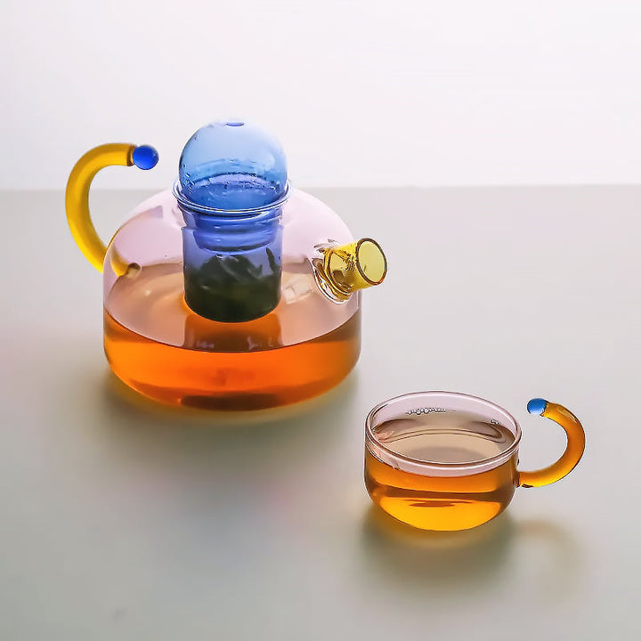 Unique design borosilicate glass tea set, durable and elegant kitchenware for modern homes.