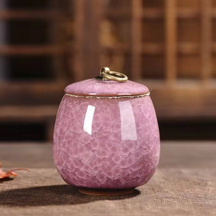Cat ashes ceramic urn, craquelé glaze, a beautiful and respectful pet memorial.