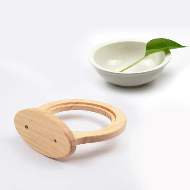 Decorative cat wall mount food bowl. Cloud wooden frame blends with home decor. Modern elevated pet feeding station.