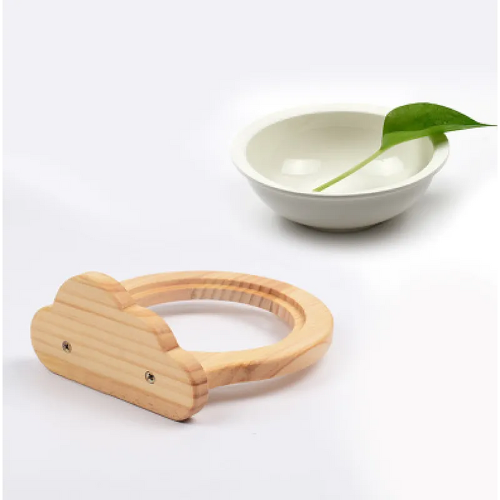 Convenient wall mount cat food bowl. Elevated design with a unique cloud wooden frame, ideal for any modern home.