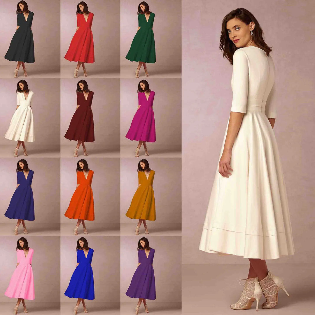 Women's fitted summer midi dress, combining elegant fashion with everyday wearability.