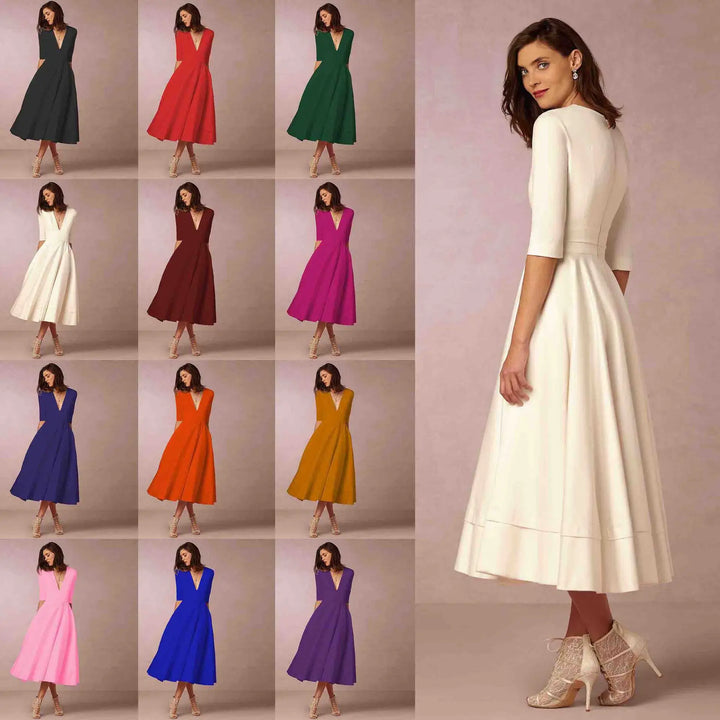 Women's fitted summer midi dress, combining elegant fashion with everyday wearability.