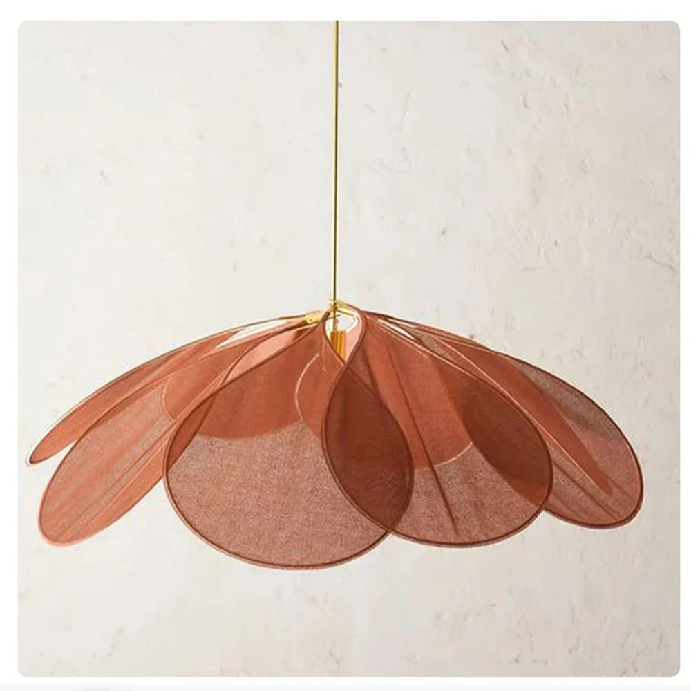 Flower-shaped natural woven pendant light, offering a soft ambient glow for elegant and unique home decor.