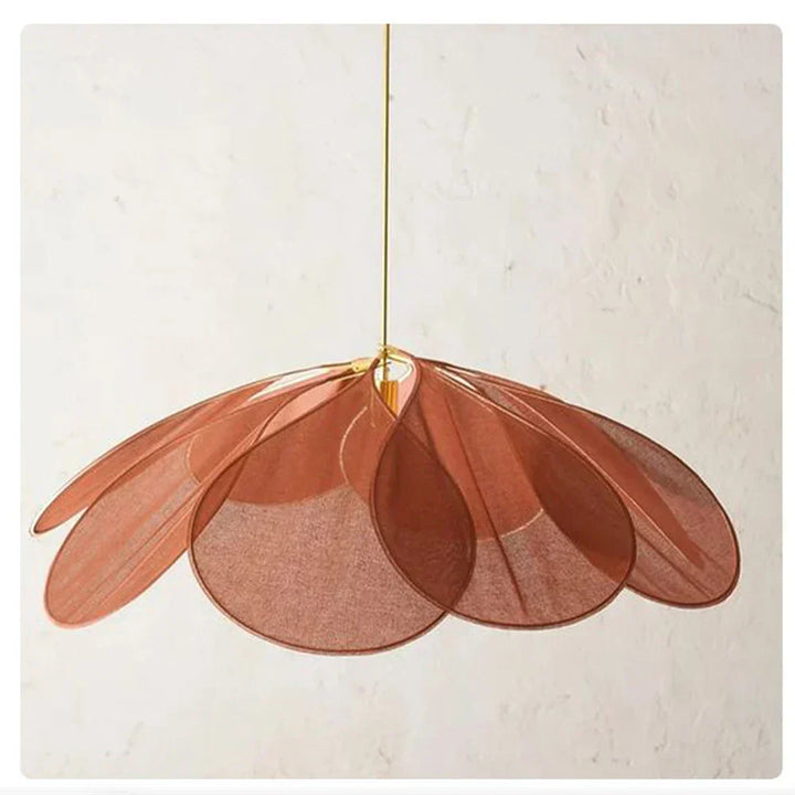 Flower-shaped natural woven pendant light, offering a soft ambient glow for elegant and unique home decor.
