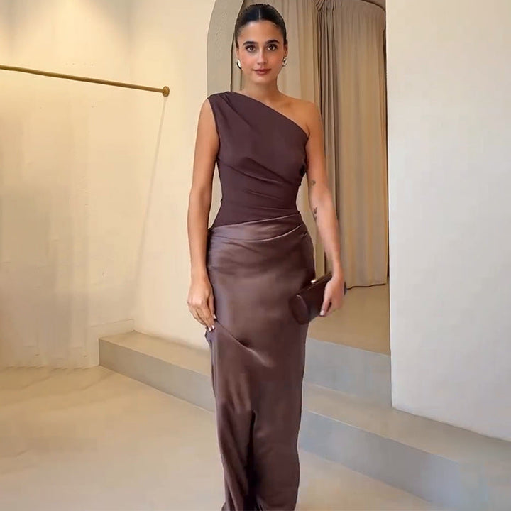 Women's elegant flowing maxi dress, a versatile piece for spring fashion and special occasions.