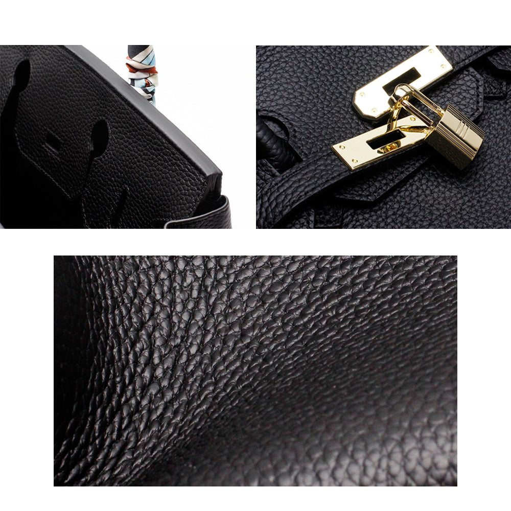 Women's genuine leather handbag, organized and stylish for everyday luxury life.