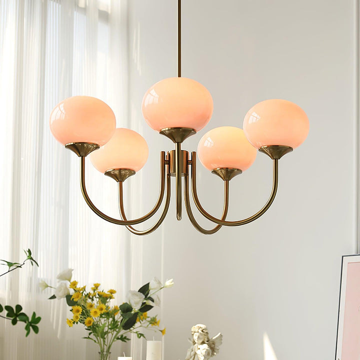 Polished brass glass sphere pendant lamp, living room light.