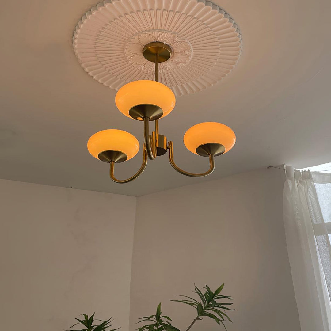 Shimmering glass sphere ceiling lamp, modern home decor.