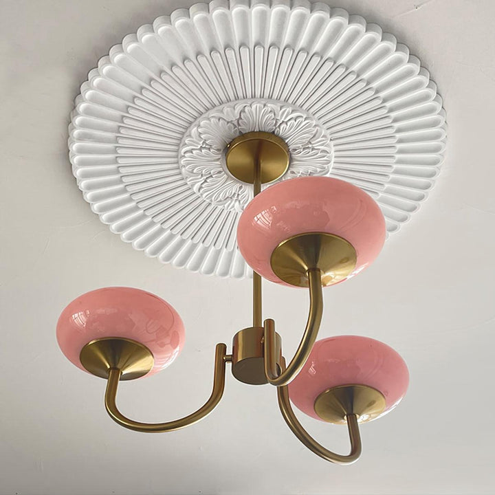 Luminous glass sphere pendant, provides warm ambient light.