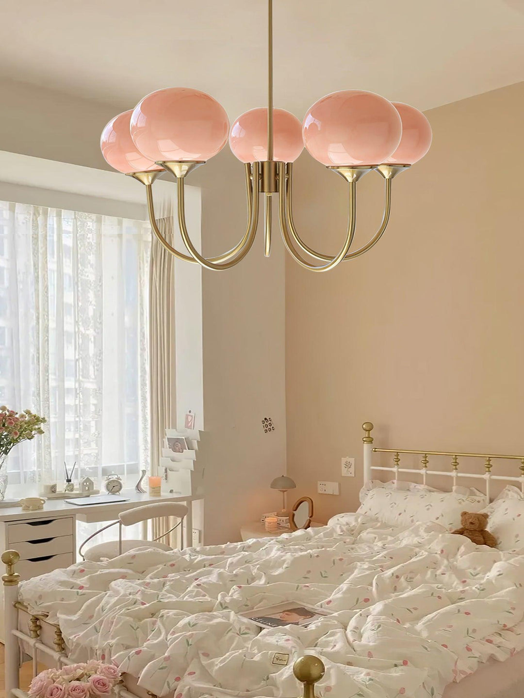 Ambient glass sphere pendant light for modern bedrooms.