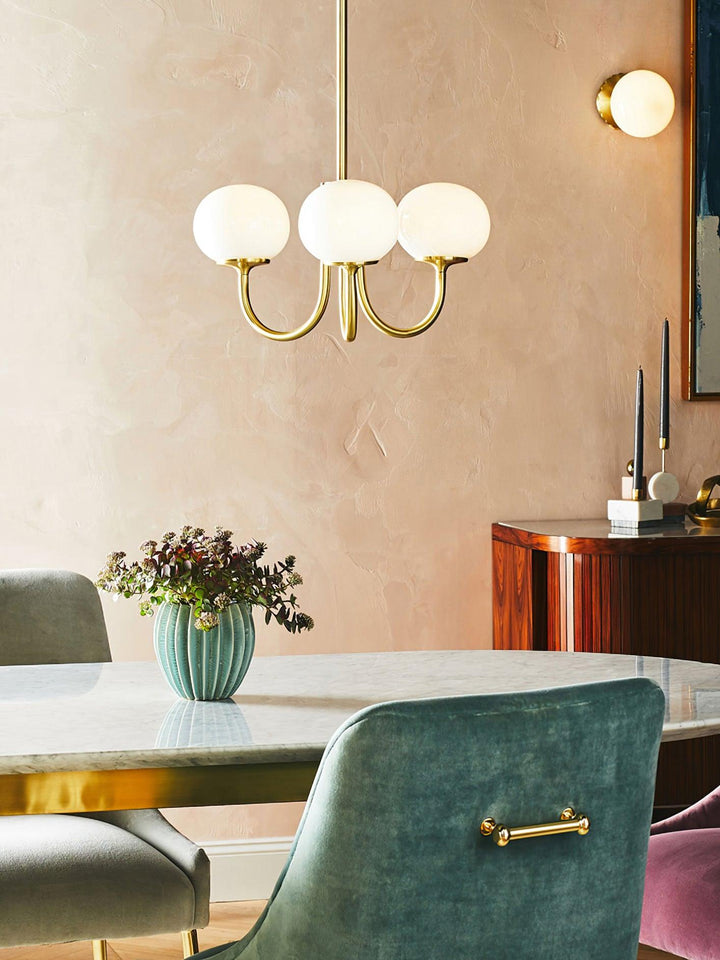 Modern silver finish glass sphere ceiling fixture.