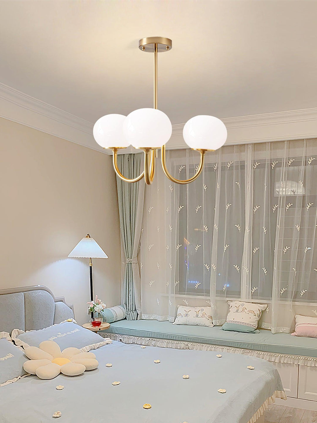 Elegant glass sphere pendant for an opulent foyer.
