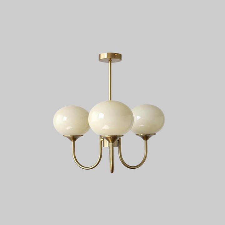 Chic dining room pendant lamp, chrome glass globes.