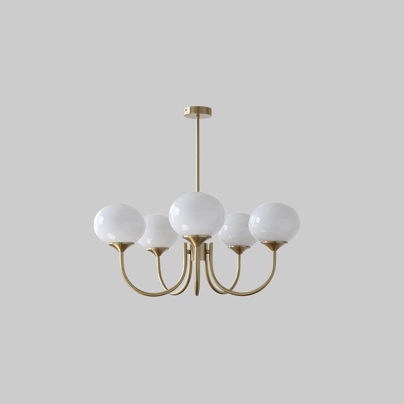 Sleek glass sphere pendant light, living room statement.