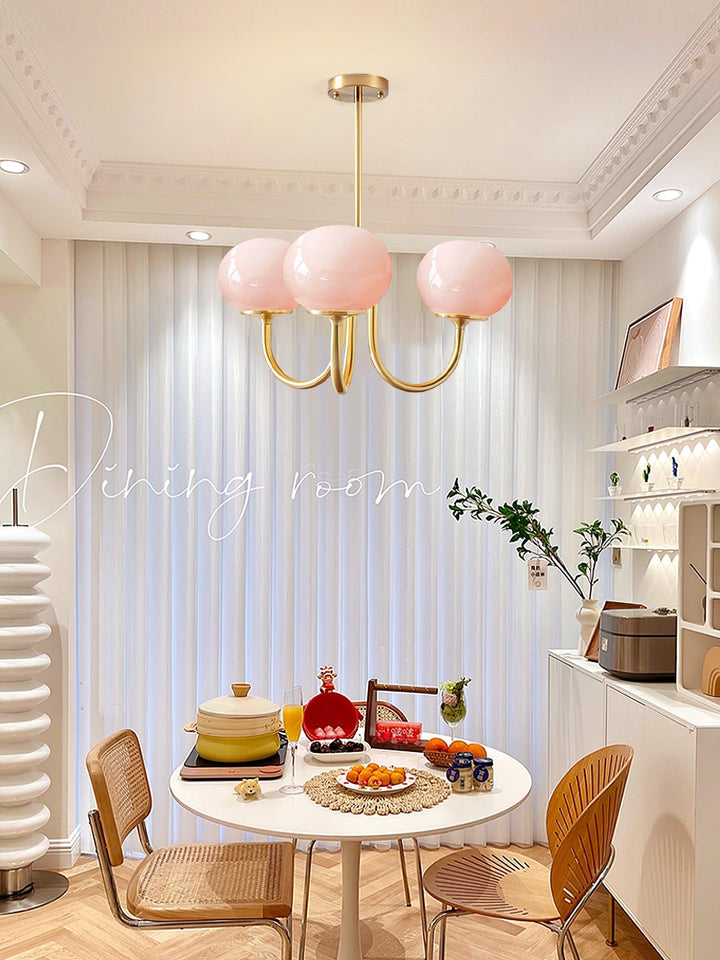 Elegant glass sphere ceiling light for ambient dining.