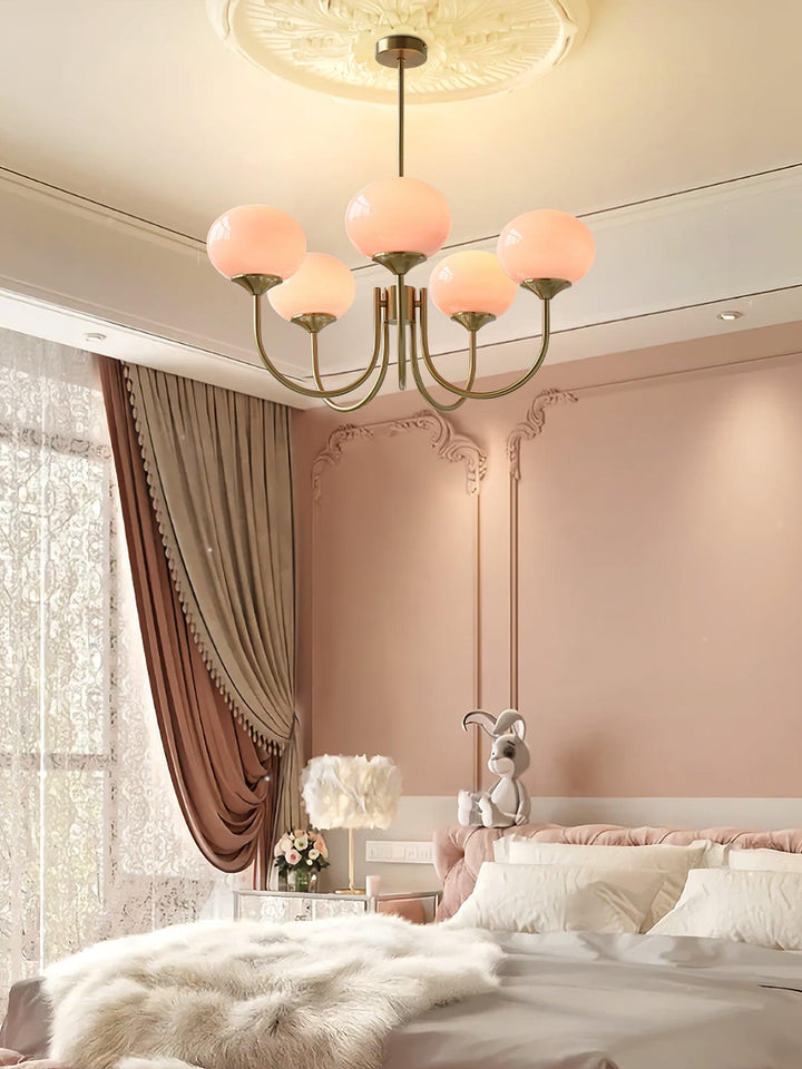 Artistic chrome glass sphere pendant, modern interior light.