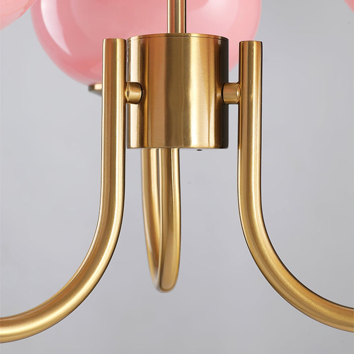 Stylish pendant lamp, diffused light through glass globes.