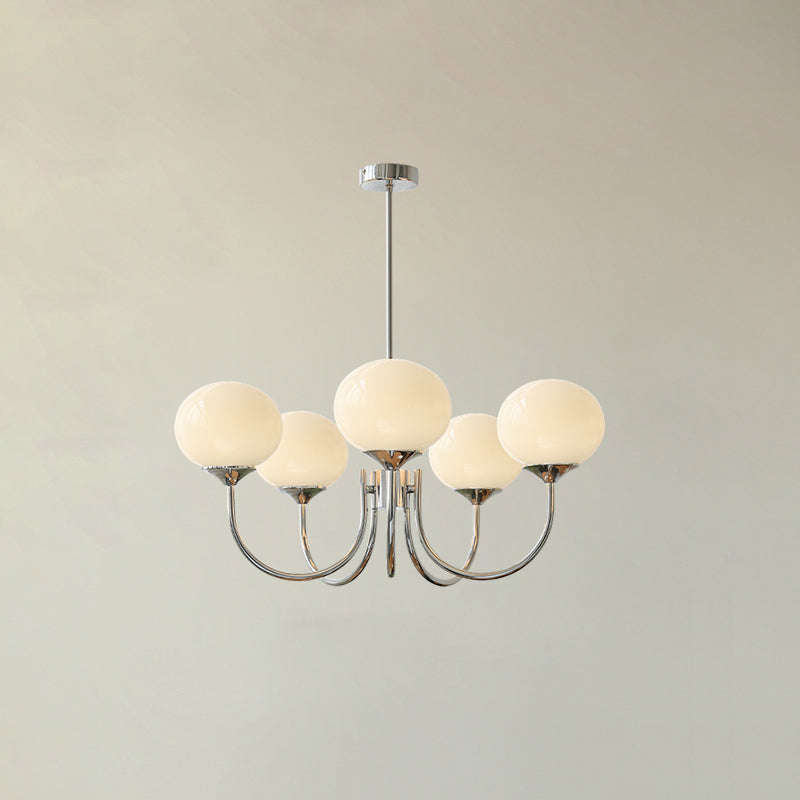 Elegant light circle pendant lamp with glass spheres.