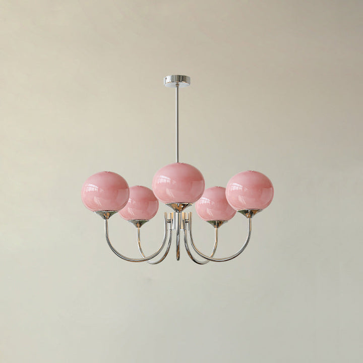 Modern glass sphere circle pendant, brass finish.