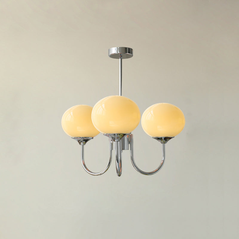 Chic chrome circle ceiling light with multiple spheres.