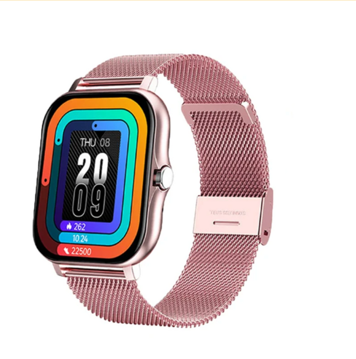 Silver women's elegant fitness smartwatch, activity tracker for health monitoring.