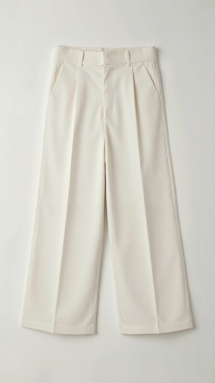 Group photo of diverse women wearing high-waisted wide-leg palazzo trousers, showcasing versatility.