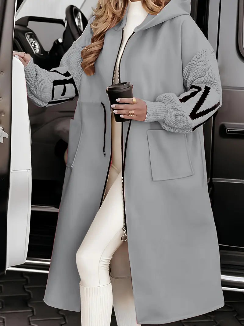 Elegant women's hooded cardigan, a must-have knitwear piece.