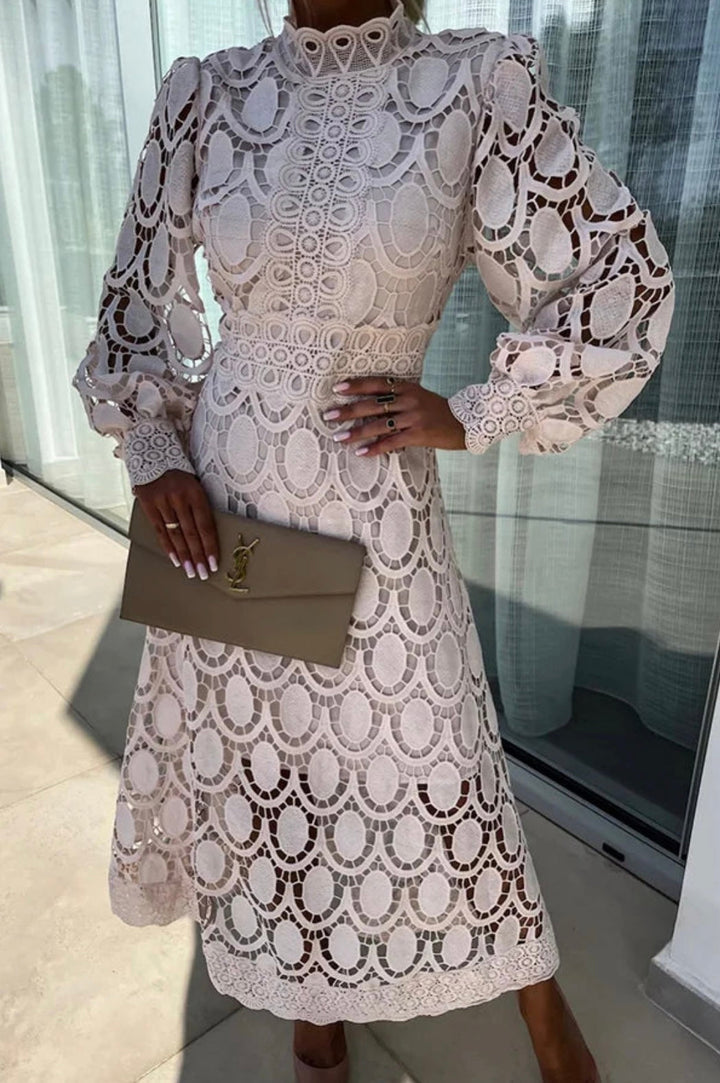 Gorgeous women's lace midi dress, designed for sophisticated special occasions