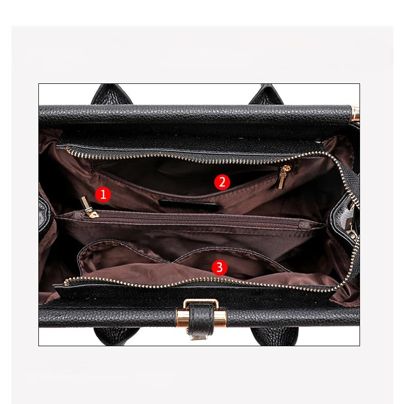 Sophisticated alligator embossed leather tote bag. Designer multi-compartment ladies' handbag for luxury fashion.
