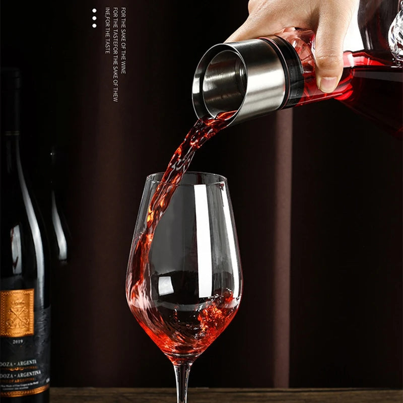 Luxury crystal wine decanter, 12-channel aeration & sediment filter. Enhances red wine aroma & taste. Barware.