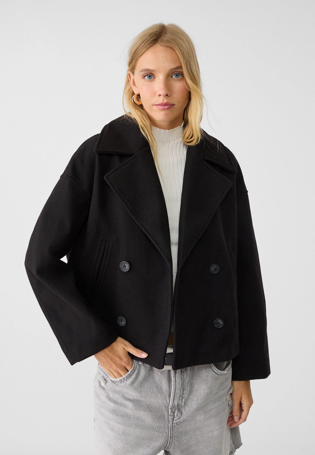 Women's breathable lightweight double-breasted jacket. Perfect elegant summer outerwear.