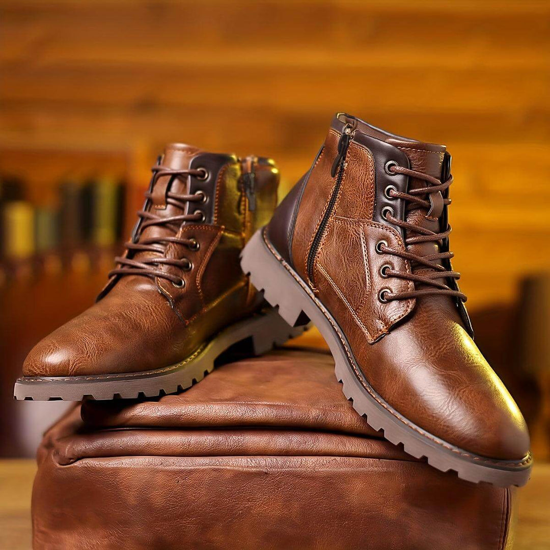 Durable men's elegant zipper dress boots, high-quality footwear offering style and long-lasting comfort.