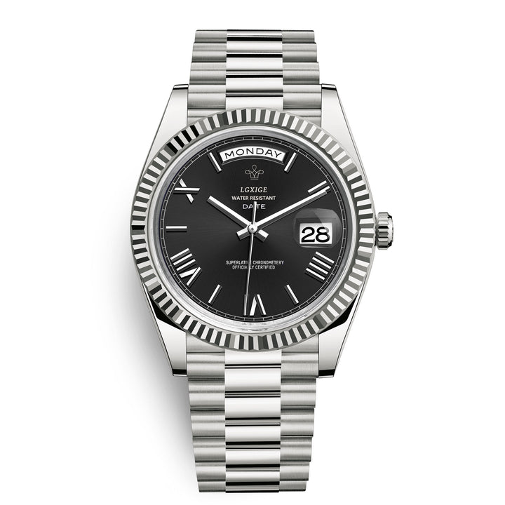Men's Classic Quartz Watch. Durable stainless steel construction, an elegant day date timepiece.